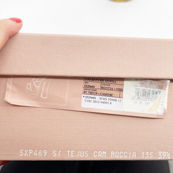 Miu Miu Beige Black Gold Teju Lizard Embossed Platform Sandals Heels IT 39.5 - Picture 14 of 14